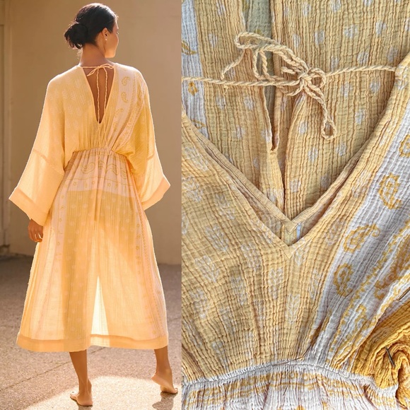 By Anthropologie Long-Sleeve Gauze Dress cover-up one size fits most s , m , l - Picture 9 of 10